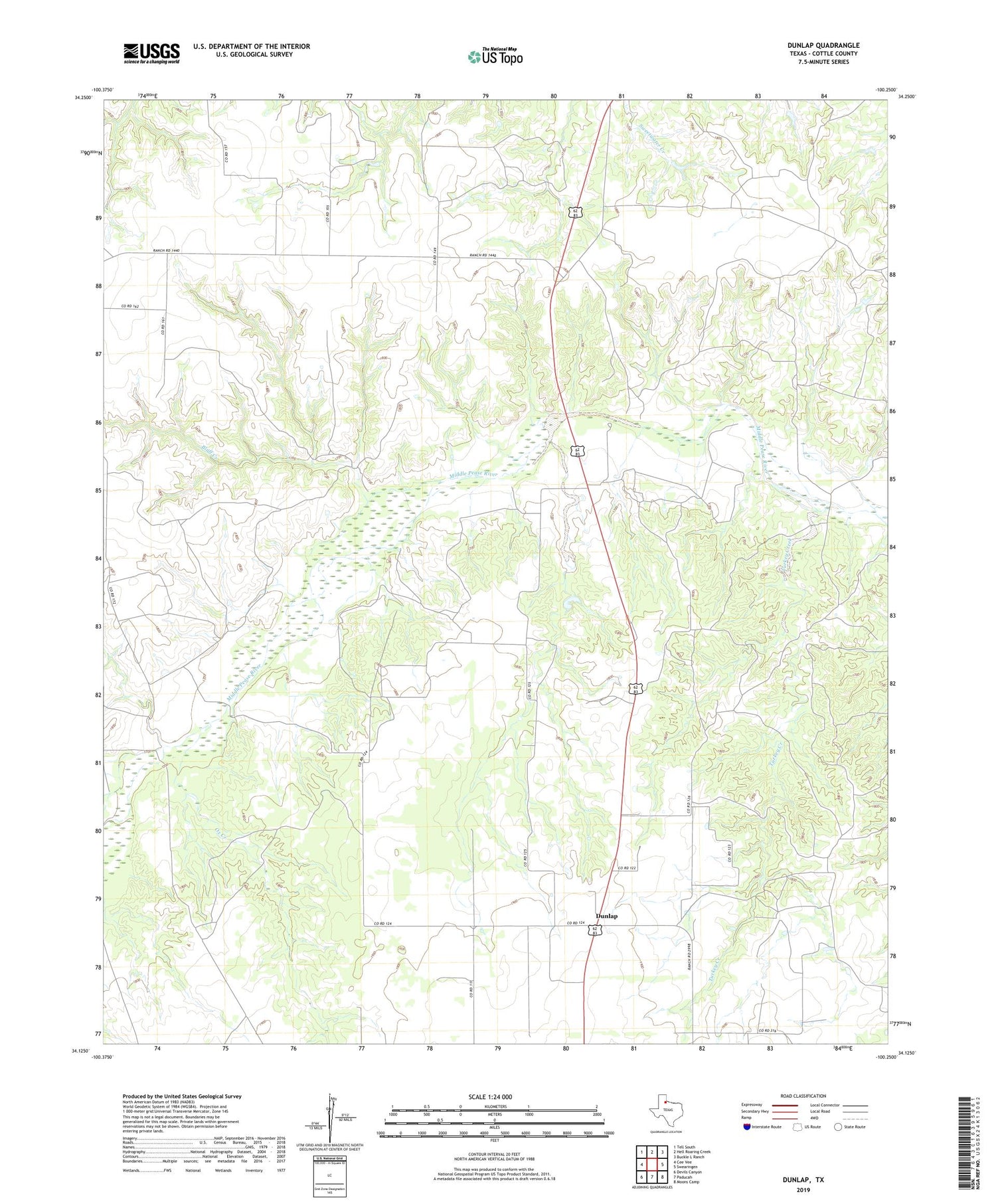 Dunlap Texas US Topo Map Image