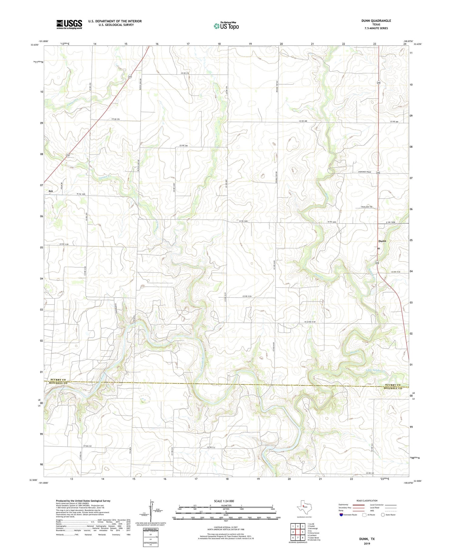 Dunn Texas US Topo Map Image