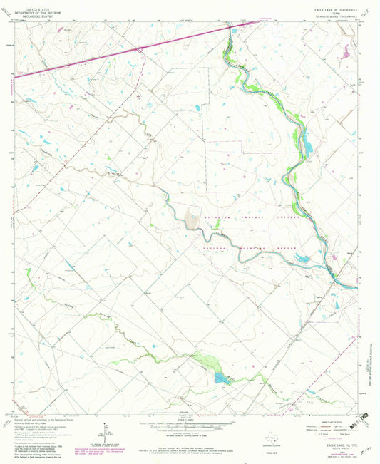 Classic USGS Eagle Lake NE Texas 7.5'x7.5' Topo Map Image