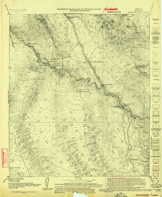 Historic 1916 Eagle Mountain Texas 30'x30' Topo Map Image
