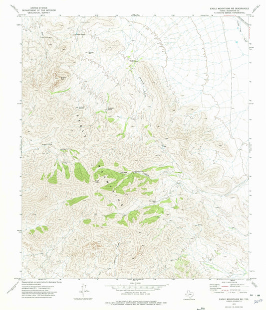 Classic USGS Eagle Mountains NE Texas 7.5'x7.5' Topo Map Image