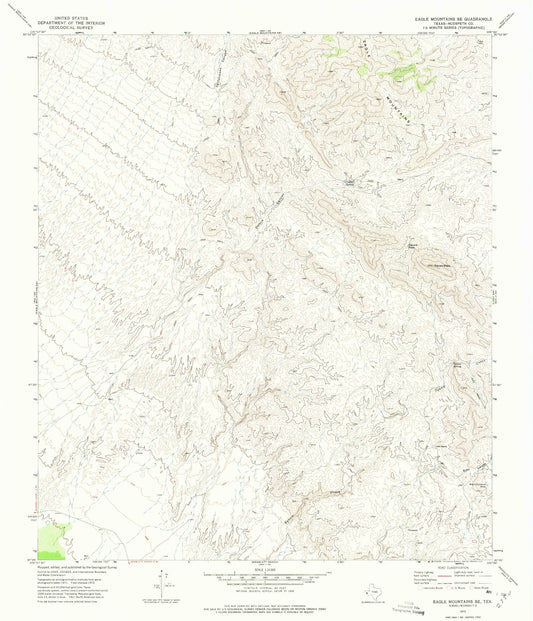Classic USGS Eagle Mountains SE Texas 7.5'x7.5' Topo Map Image