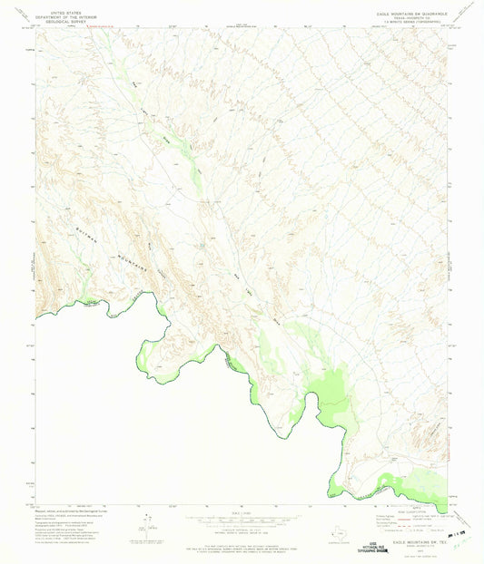 Classic USGS Eagle Mountains SW Texas 7.5'x7.5' Topo Map Image