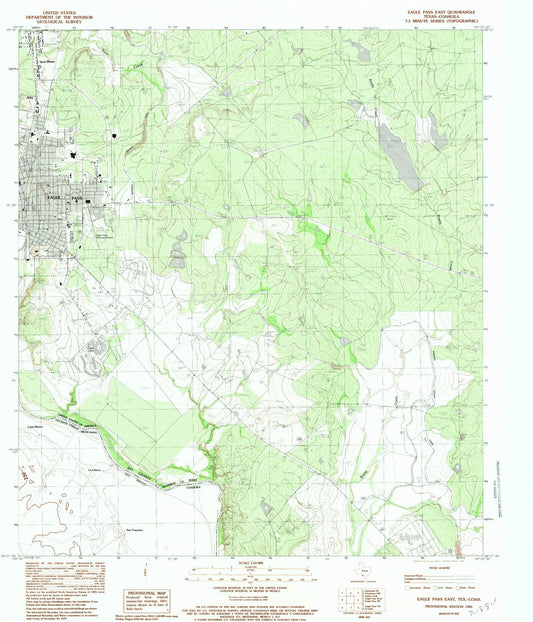 Classic USGS Eagle Pass East Texas 7.5'x7.5' Topo Map Image