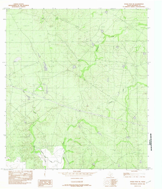 Classic USGS Eagle Pass NE Texas 7.5'x7.5' Topo Map Image