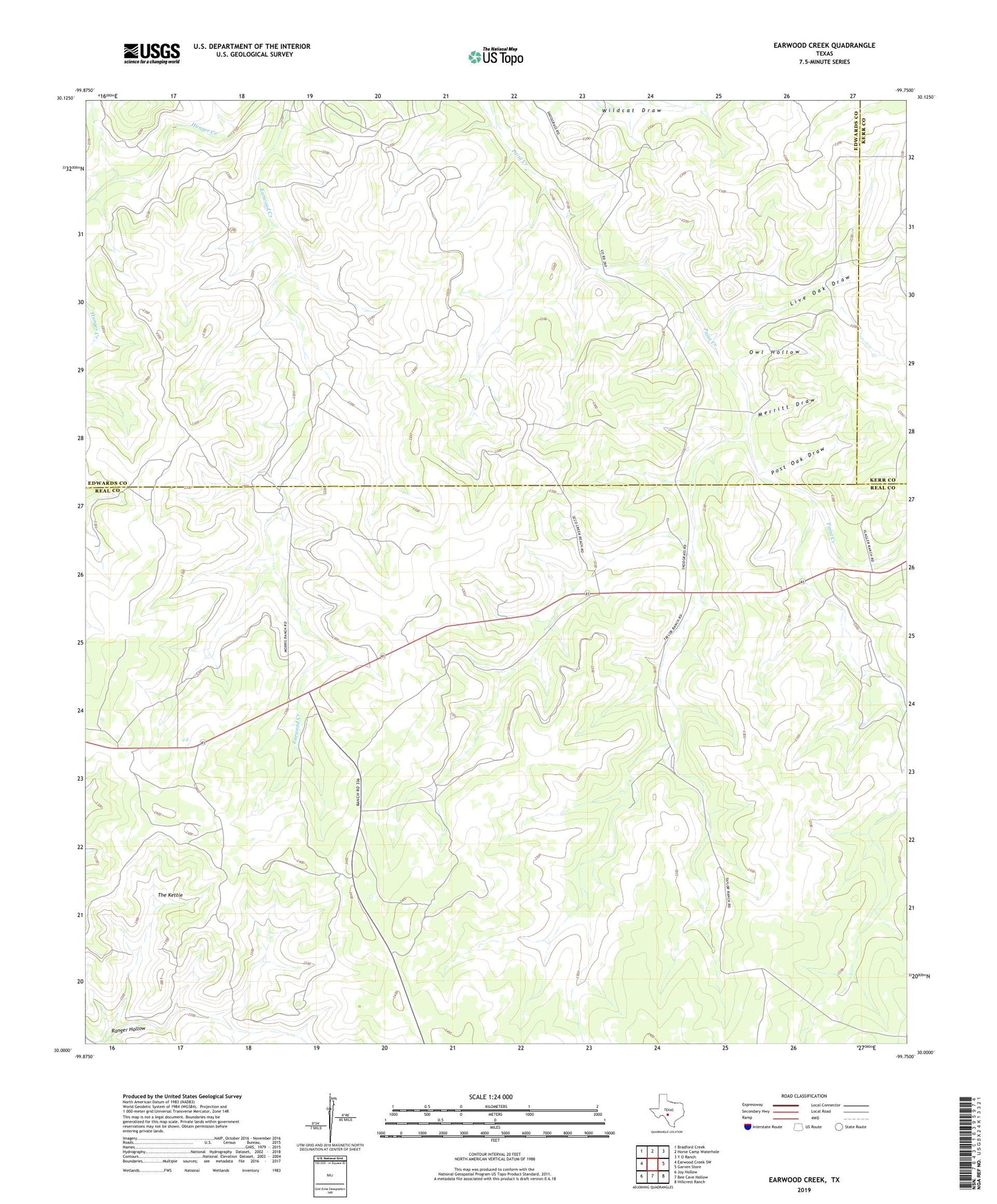 Earwood Creek Texas US Topo Map Image