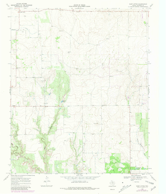 Classic USGS East Afton Texas 7.5'x7.5' Topo Map Image