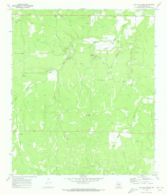 Classic USGS East Elm Creek Texas 7.5'x7.5' Topo Map Image