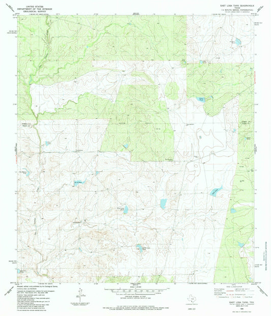 Classic USGS East Losa Tank Texas 7.5'x7.5' Topo Map Image