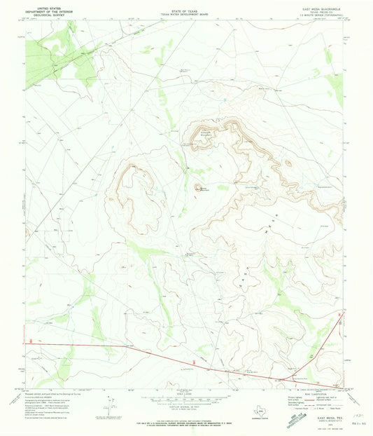 Classic USGS East Mesa Texas 7.5'x7.5' Topo Map Image