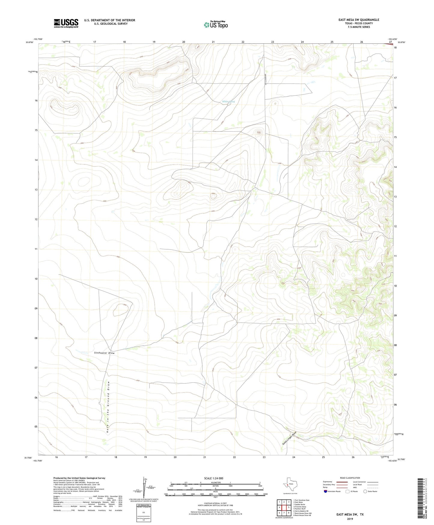 East Mesa SW Texas US Topo Map Image