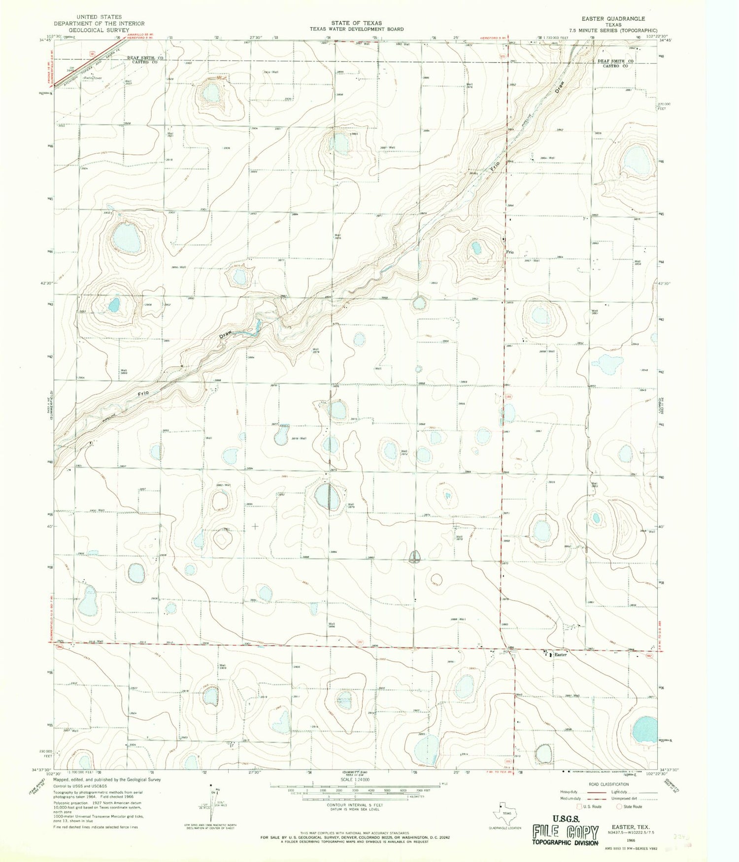 Classic USGS Easter Texas 7.5'x7.5' Topo Map Image
