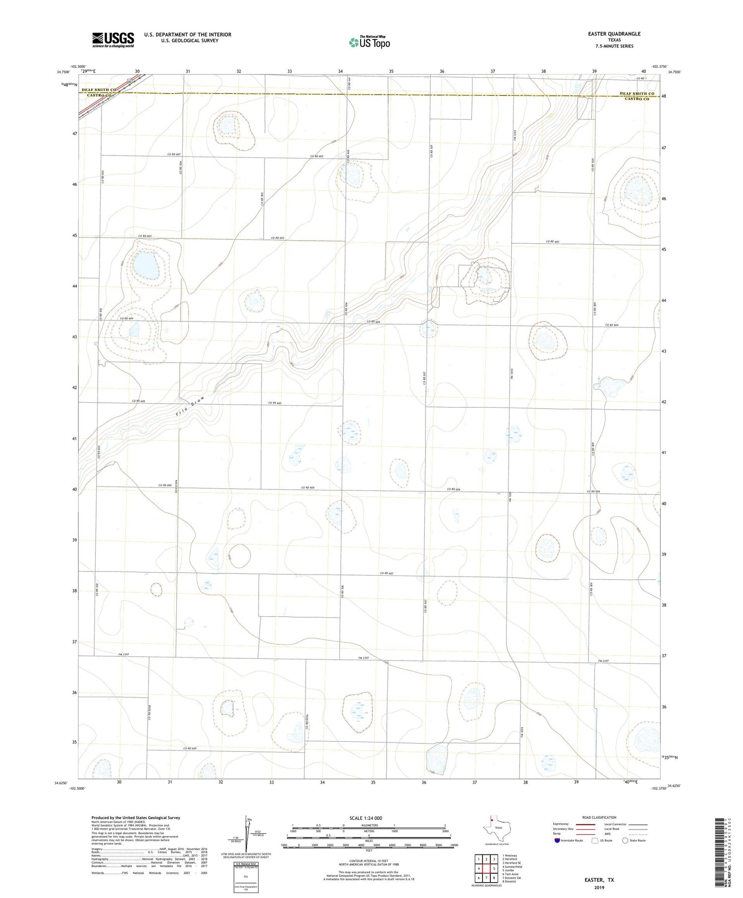 Easter Texas US Topo Map Image