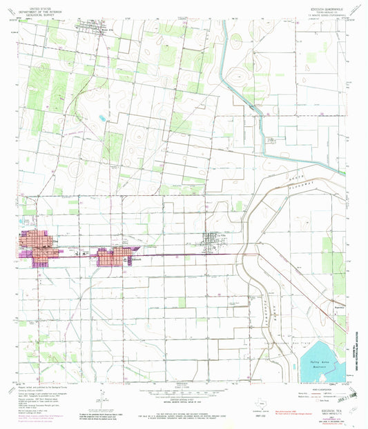 Classic USGS Edcouch Texas 7.5'x7.5' Topo Map Image