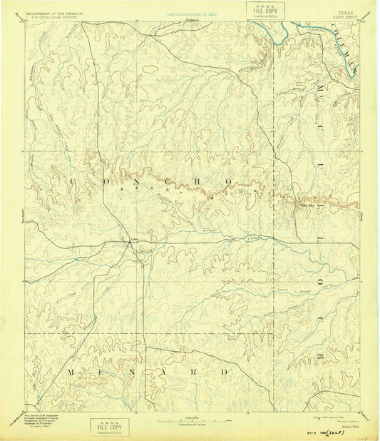 Historic 1896 Eden Texas 30'x30' Topo Map Image
