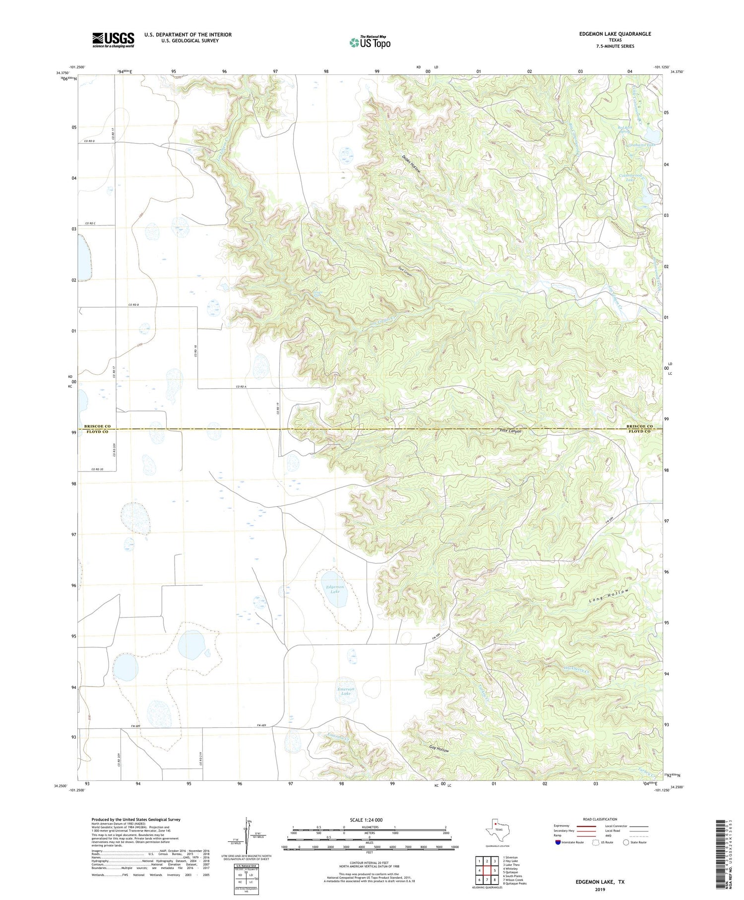 Edgemon Lake Texas US Topo Map Image