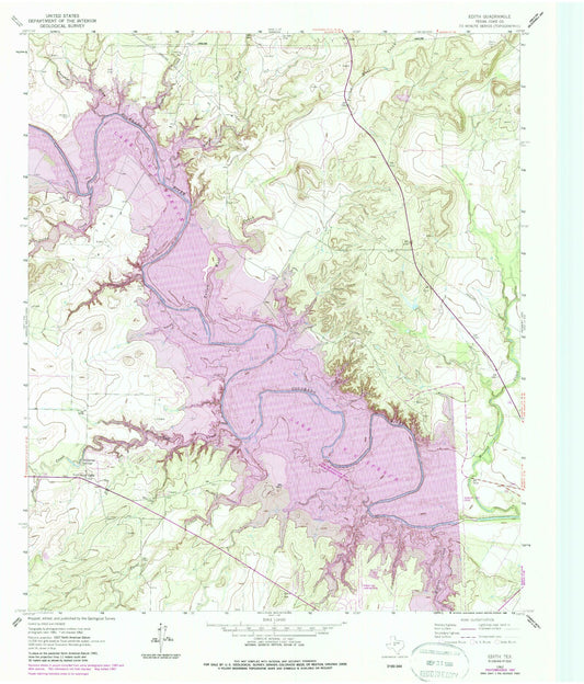Classic USGS Edith Texas 7.5'x7.5' Topo Map Image