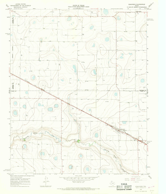 Classic USGS Edmonson Texas 7.5'x7.5' Topo Map Image