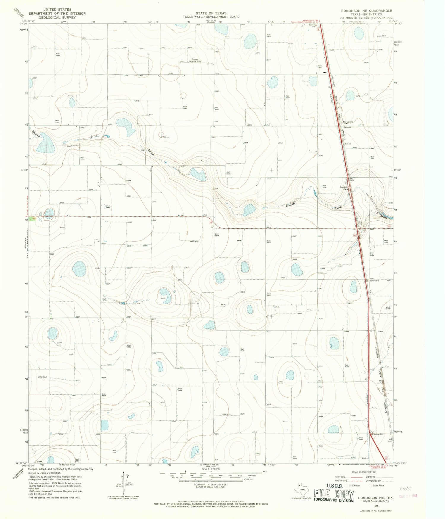 Classic USGS Edmonson NE Texas 7.5'x7.5' Topo Map Image