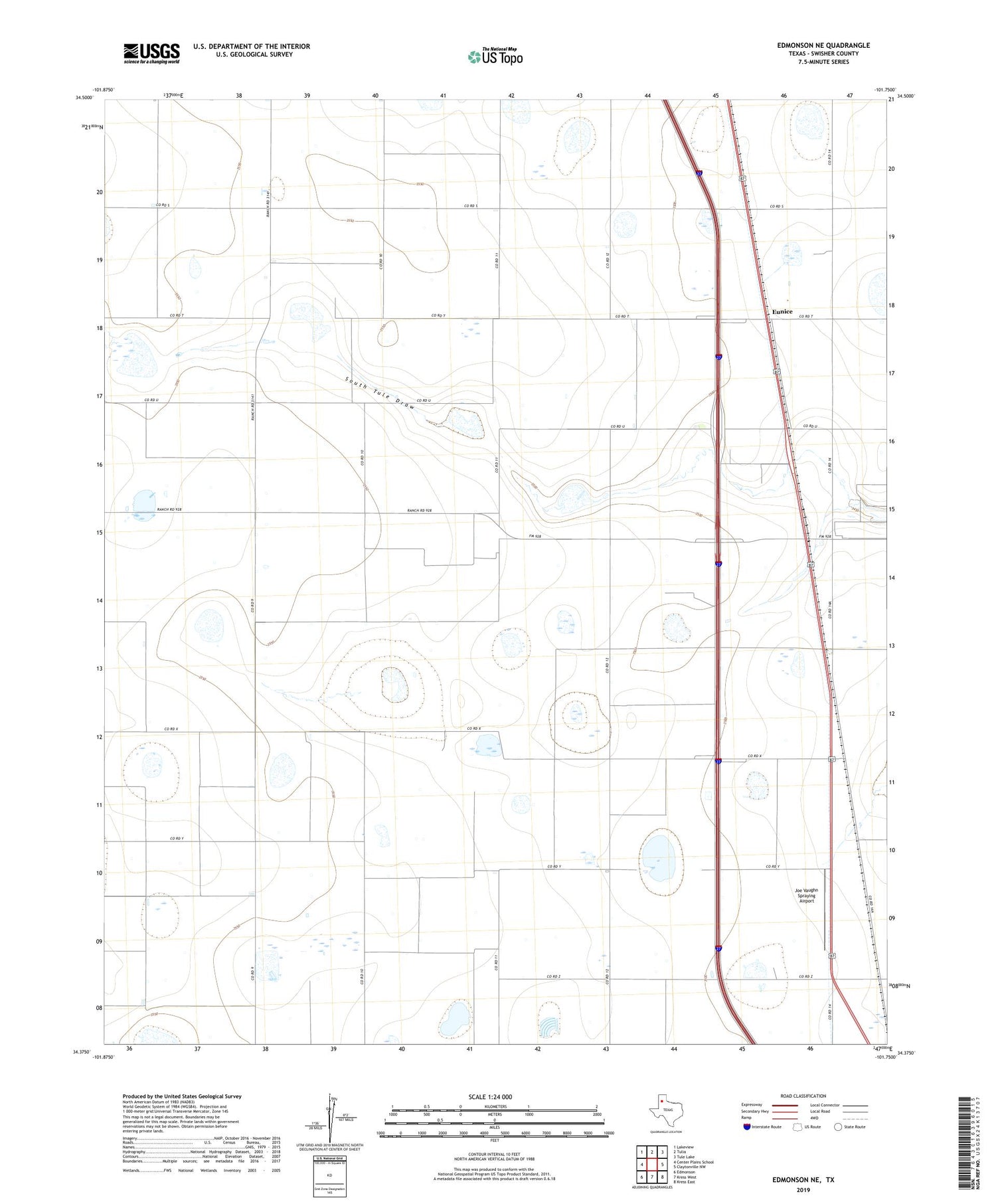 Edmonson NE Texas US Topo Map Image