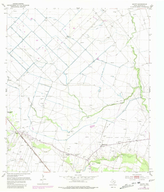 Classic USGS Egypt Texas 7.5'x7.5' Topo Map Image