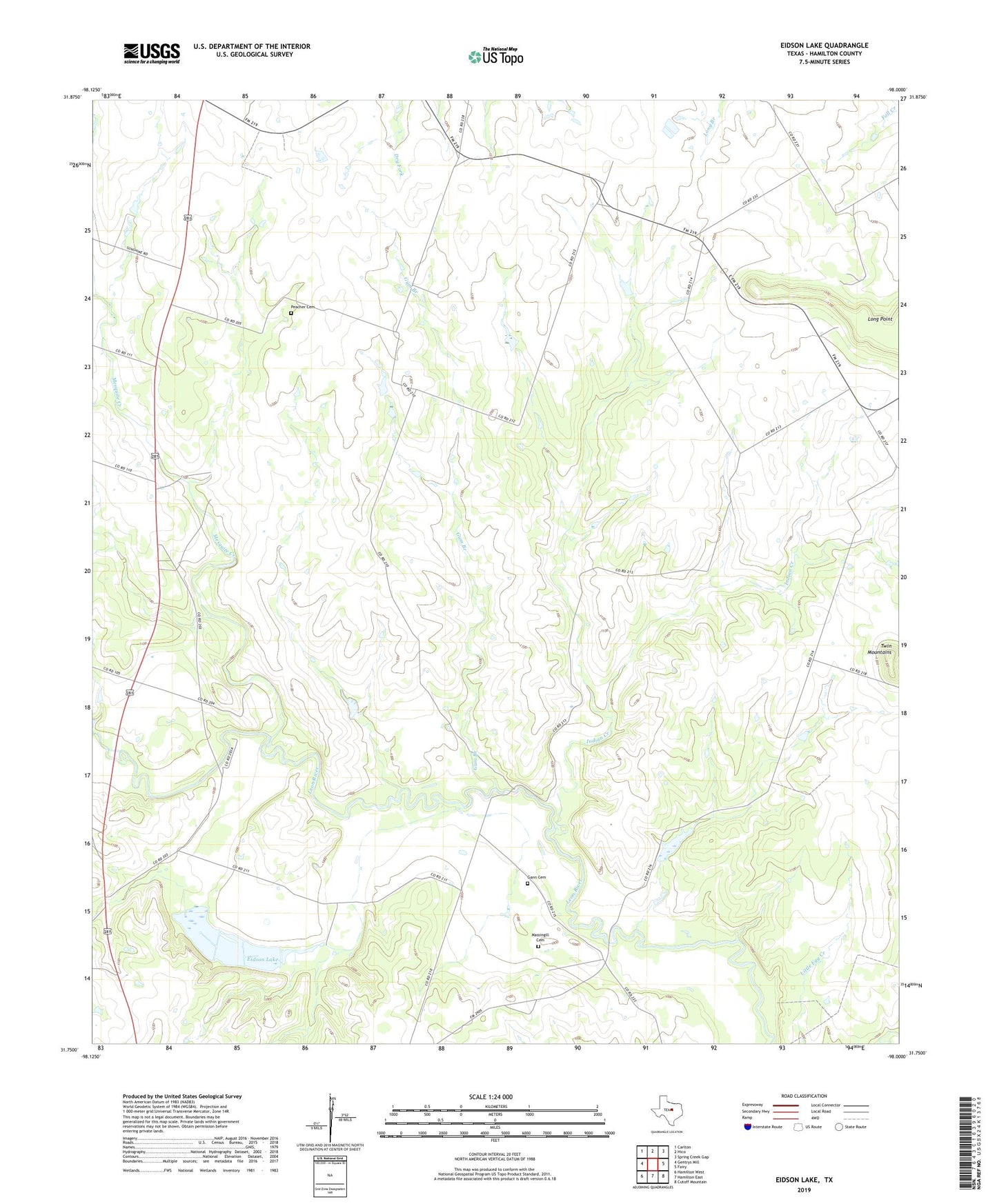 Eidson Lake Texas US Topo Map Image