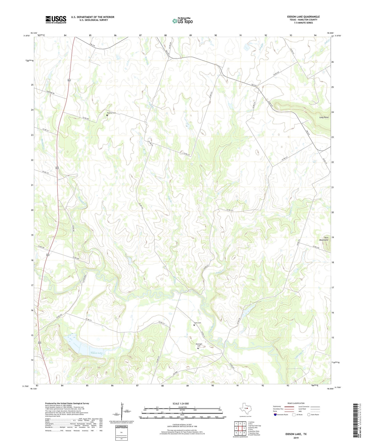 Eidson Lake Texas US Topo Map Image