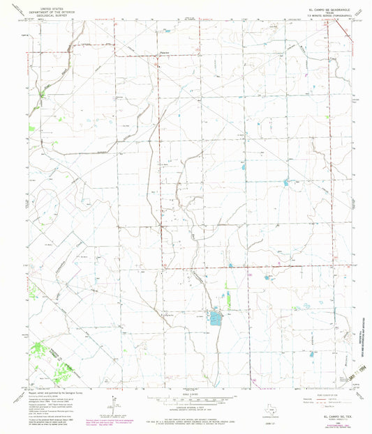 Classic USGS El Campo SE Texas 7.5'x7.5' Topo Map Image