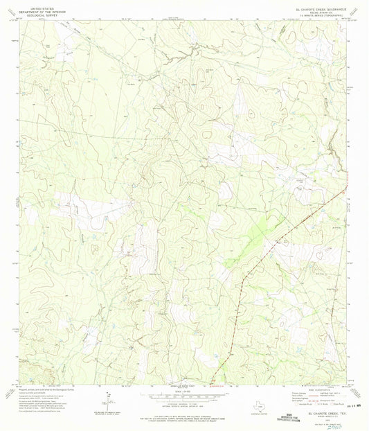 Classic USGS El Chapote Creek Texas 7.5'x7.5' Topo Map Image