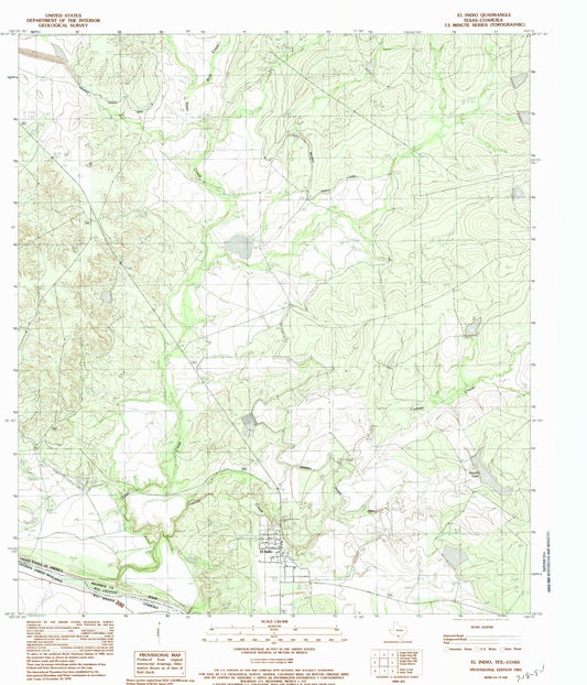 Classic USGS El Indio Texas 7.5'x7.5' Topo Map Image