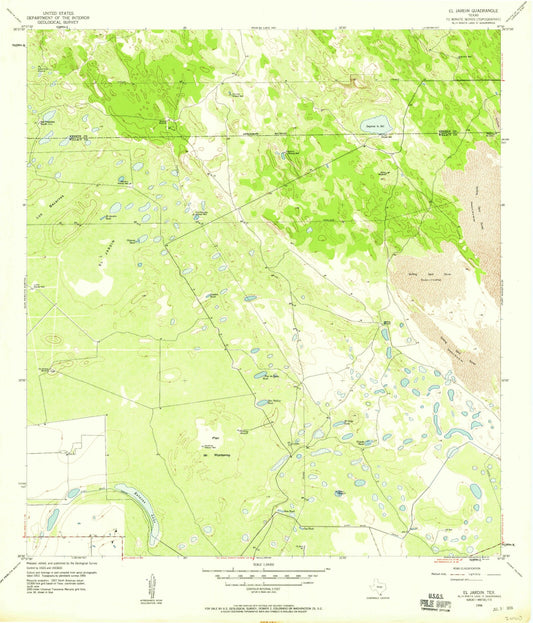 Classic USGS El Jardin Texas 7.5'x7.5' Topo Map Image
