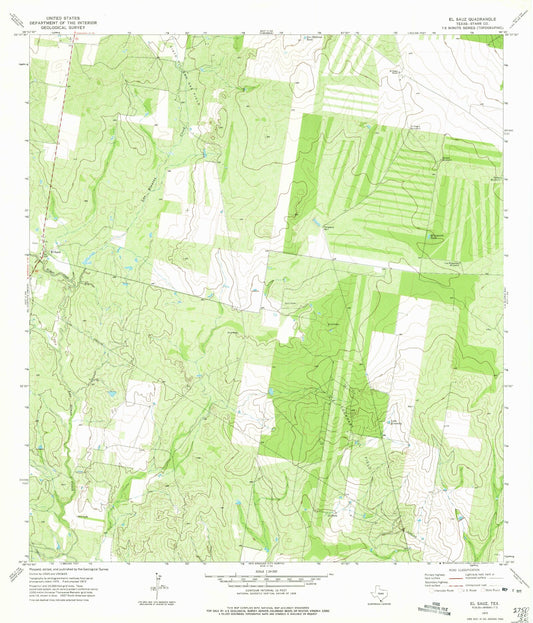 Classic USGS El Sauz Texas 7.5'x7.5' Topo Map Image