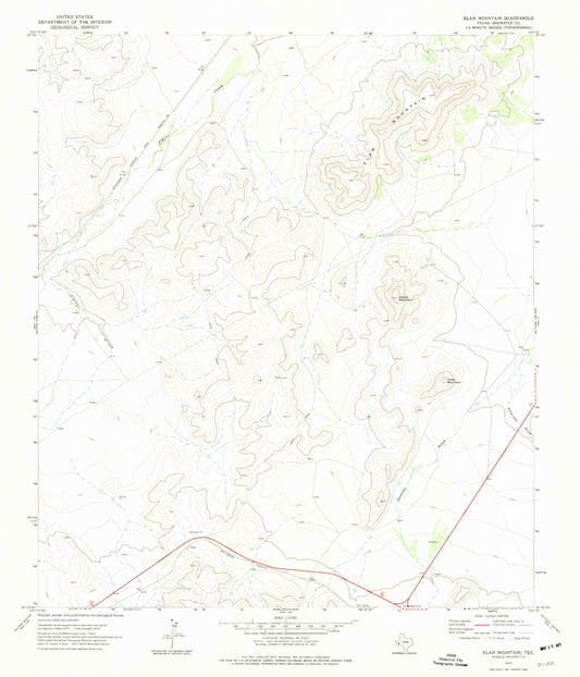 Classic USGS Elam Mountain Texas 7.5'x7.5' Topo Map Image