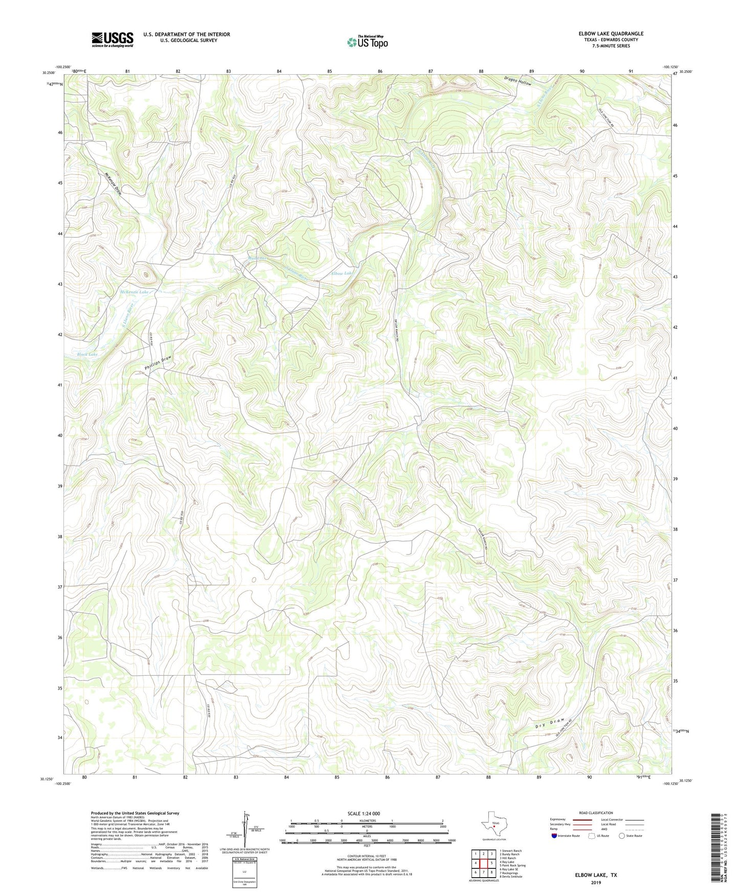 Elbow Lake Texas US Topo Map Image