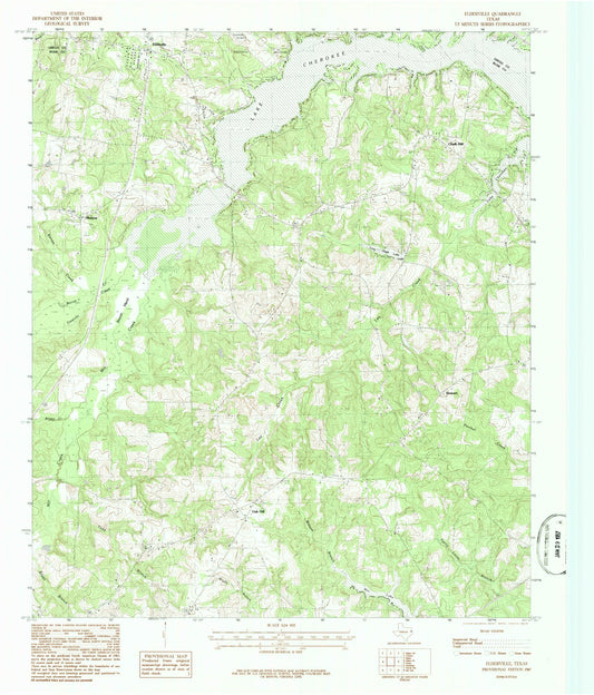 Classic USGS Elderville Texas 7.5'x7.5' Topo Map Image