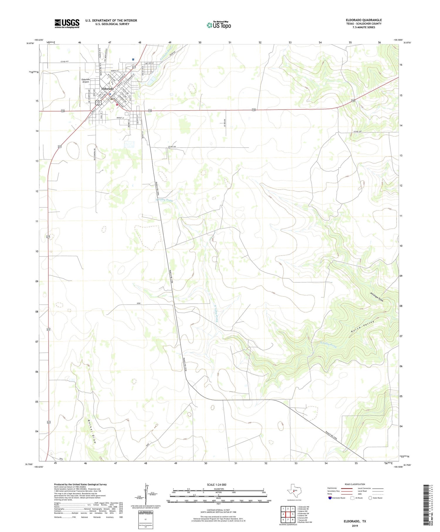 Eldorado Texas US Topo Map Image