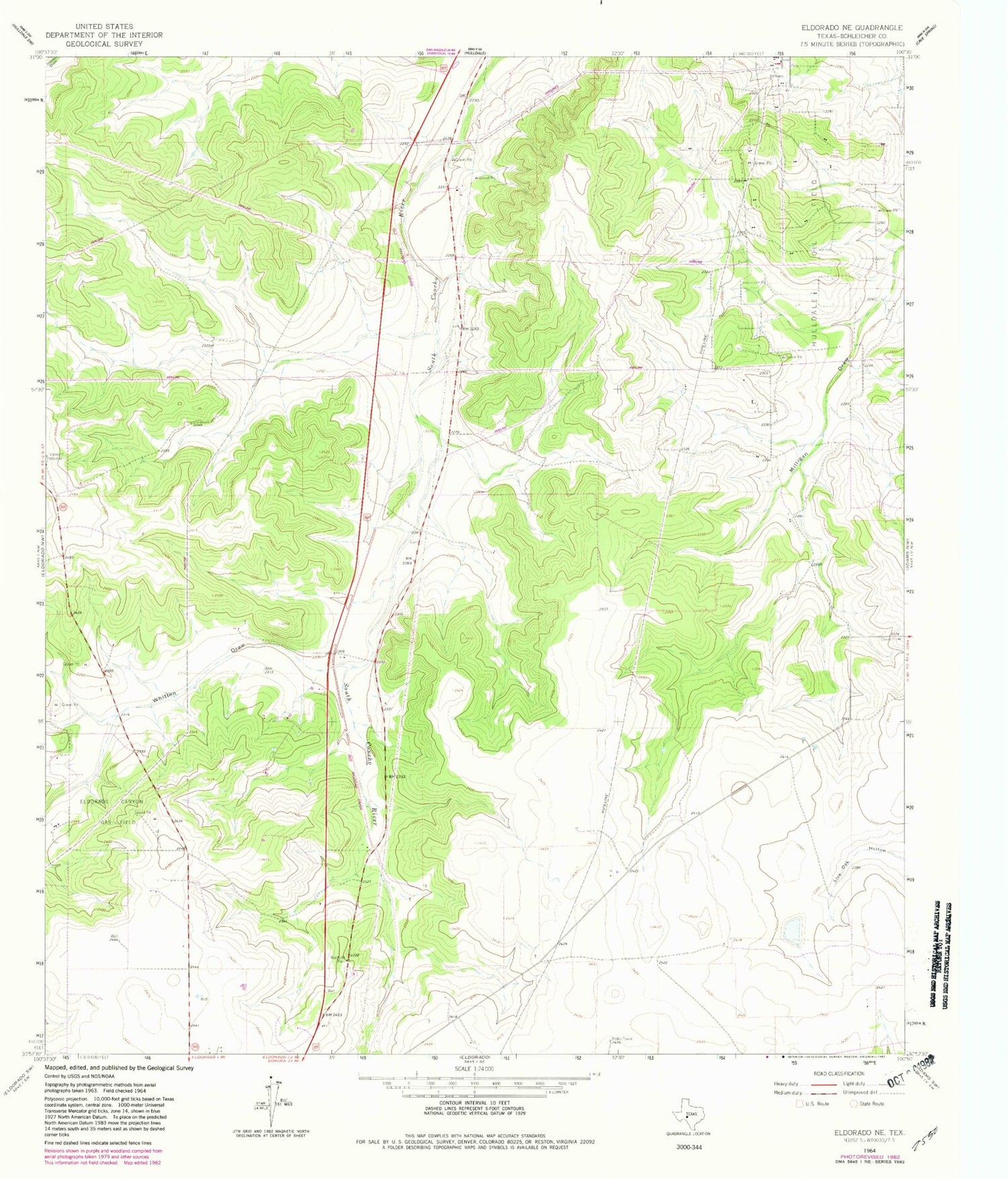 Classic USGS Eldorado NE Texas 7.5'x7.5' Topo Map Image