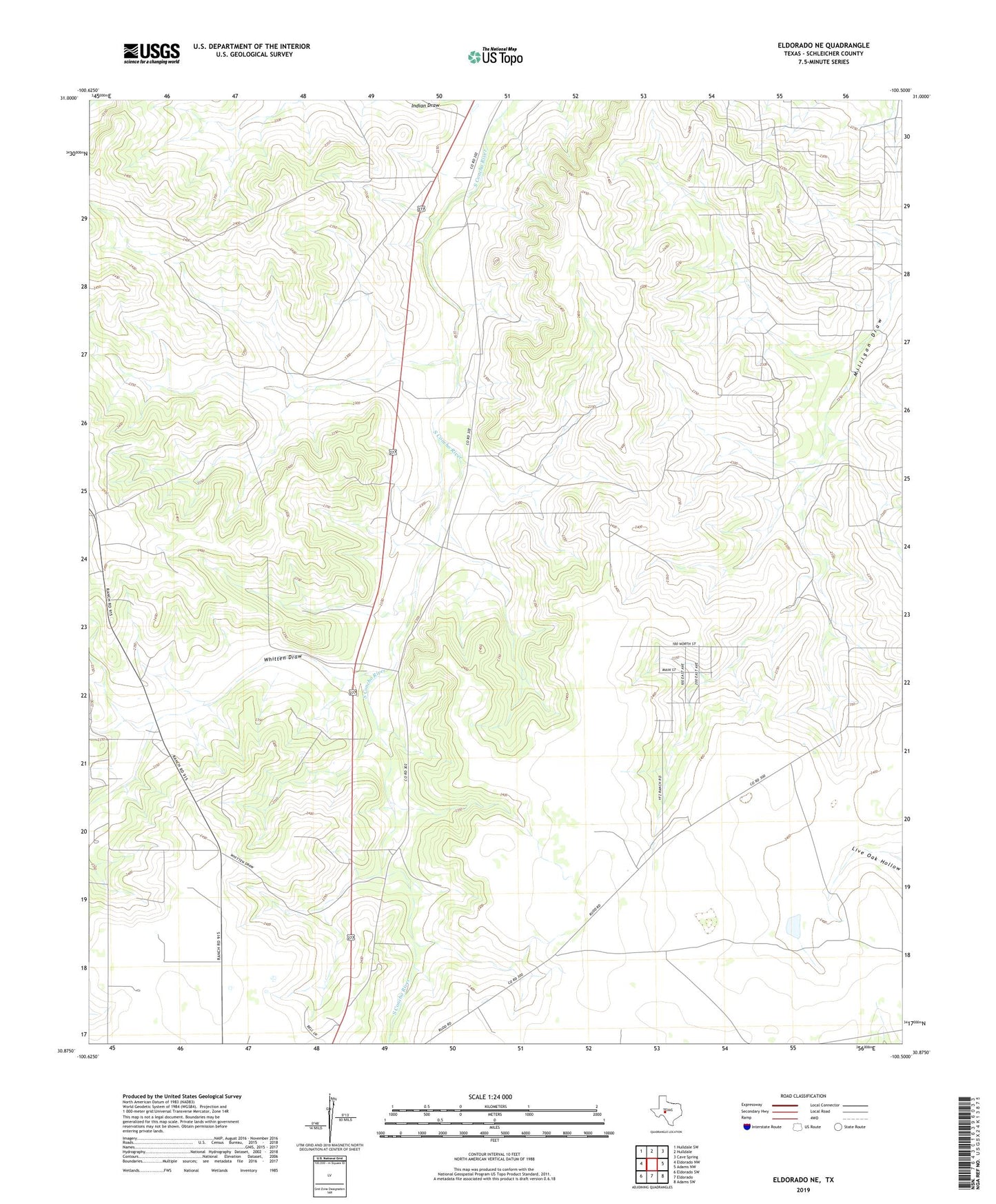 Eldorado NE Texas US Topo Map Image
