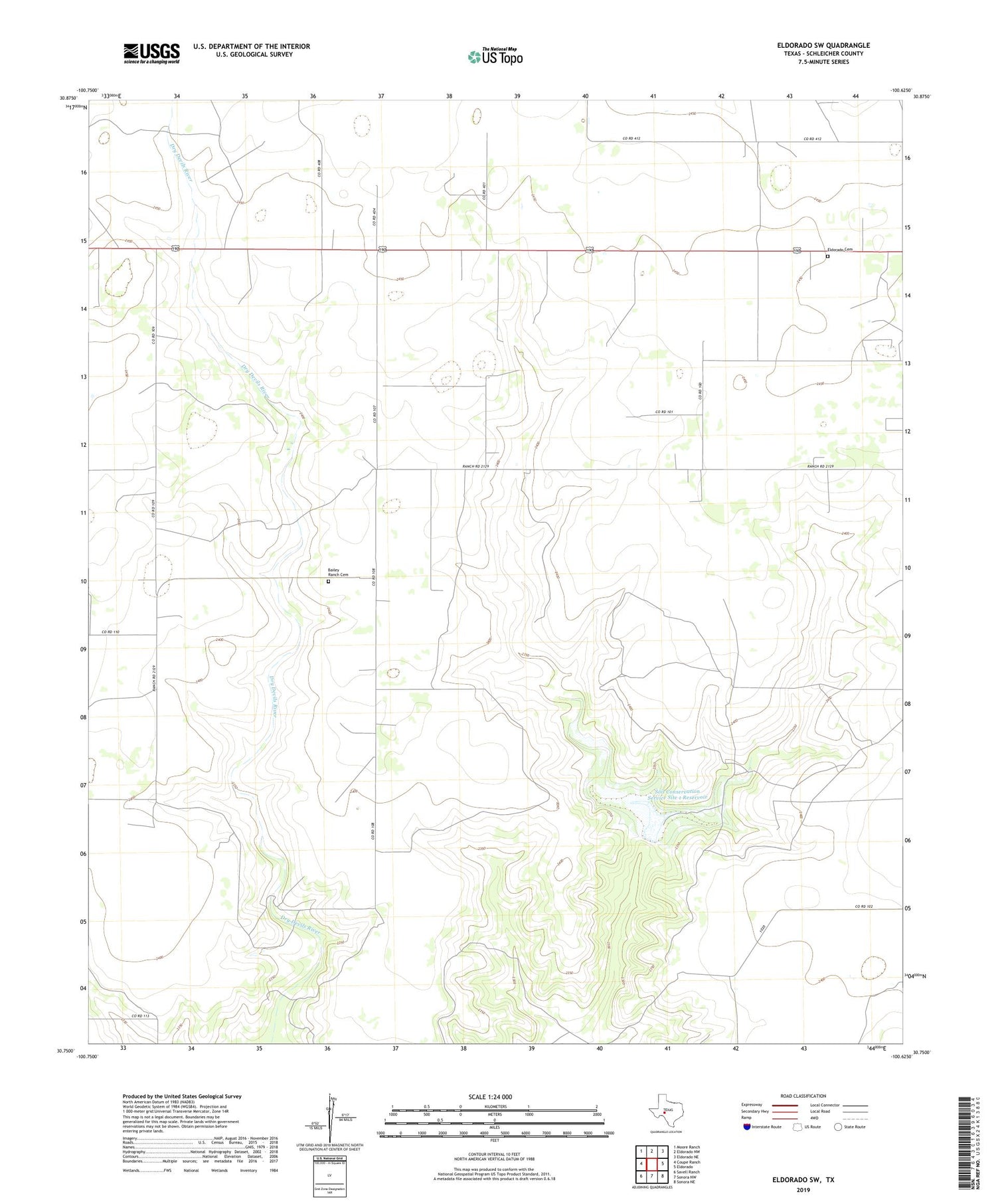 Eldorado SW Texas US Topo Map Image