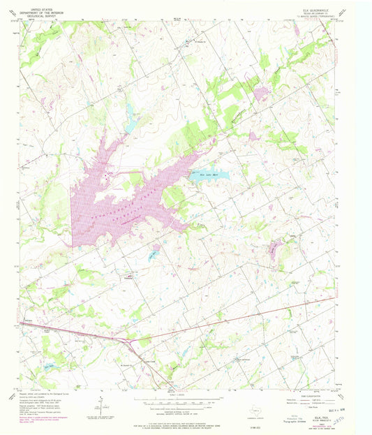 Classic USGS Elk Texas 7.5'x7.5' Topo Map Image