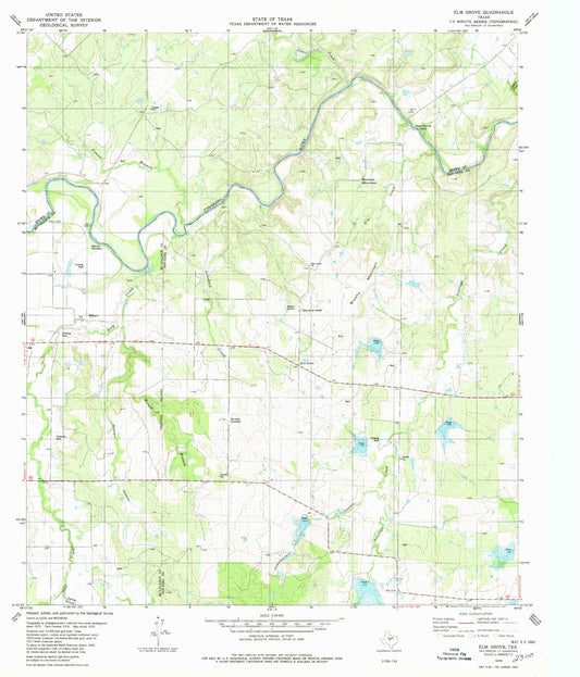 Classic USGS Elm Grove Texas 7.5'x7.5' Topo Map Image