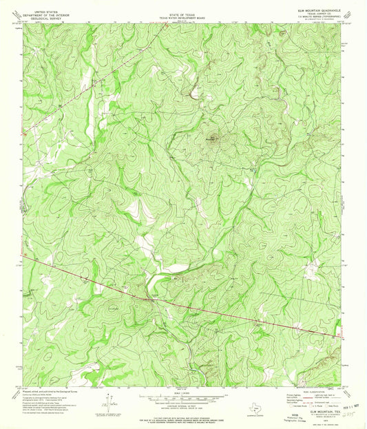Classic USGS Elm Mountain Texas 7.5'x7.5' Topo Map Image