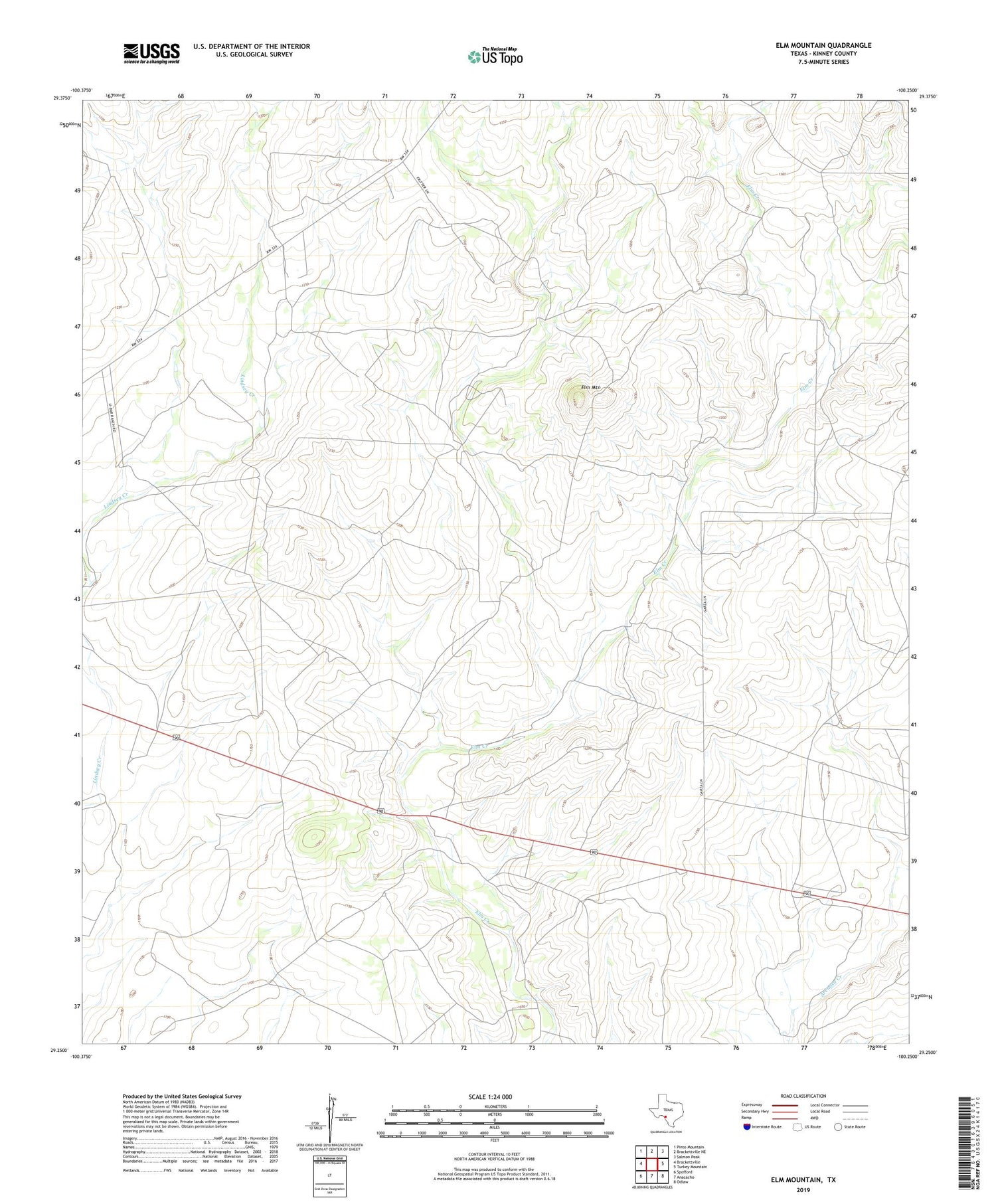 Elm Mountain Texas US Topo Map Image