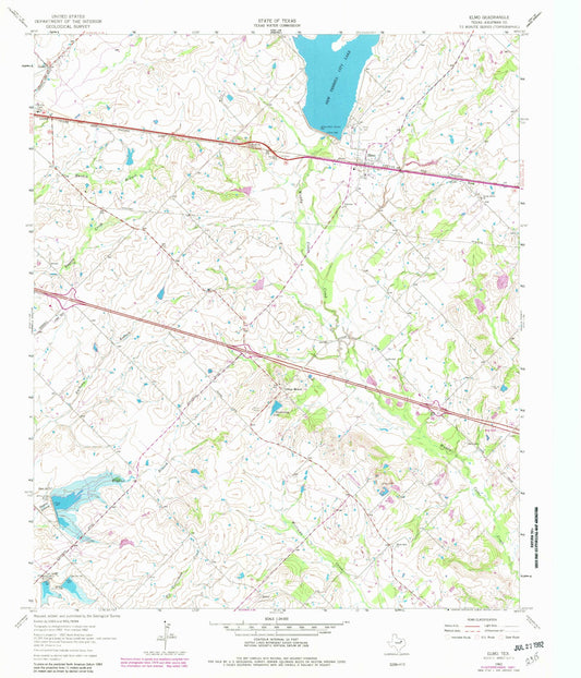 Classic USGS Elmo Texas 7.5'x7.5' Topo Map Image