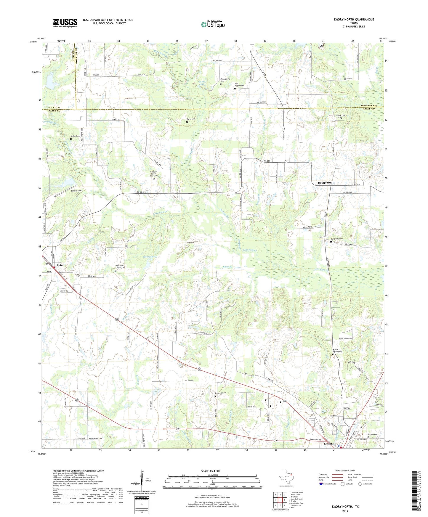 Emory North Texas US Topo Map Image