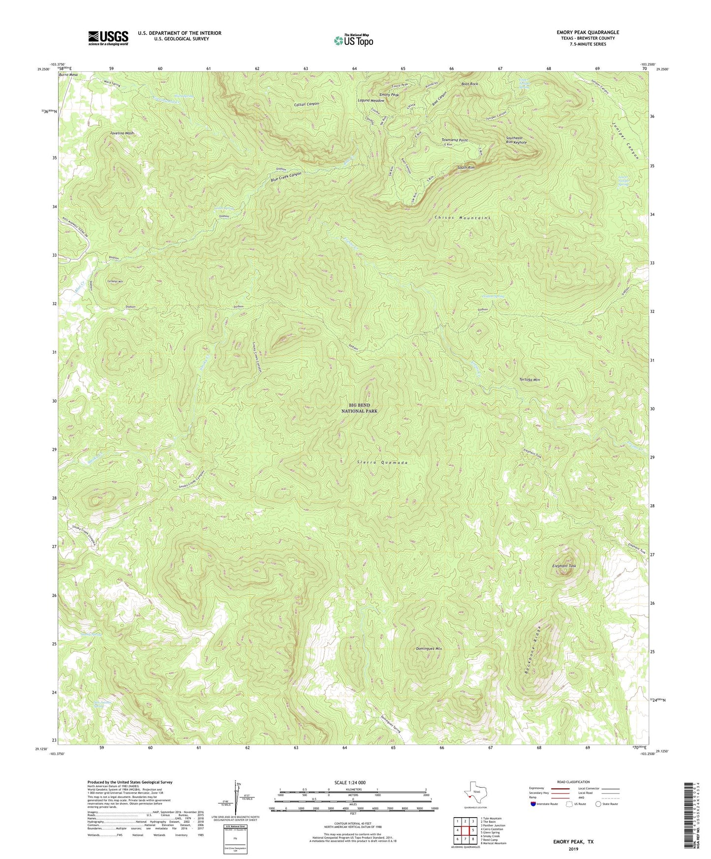 Emory Peak Texas US Topo Map Image