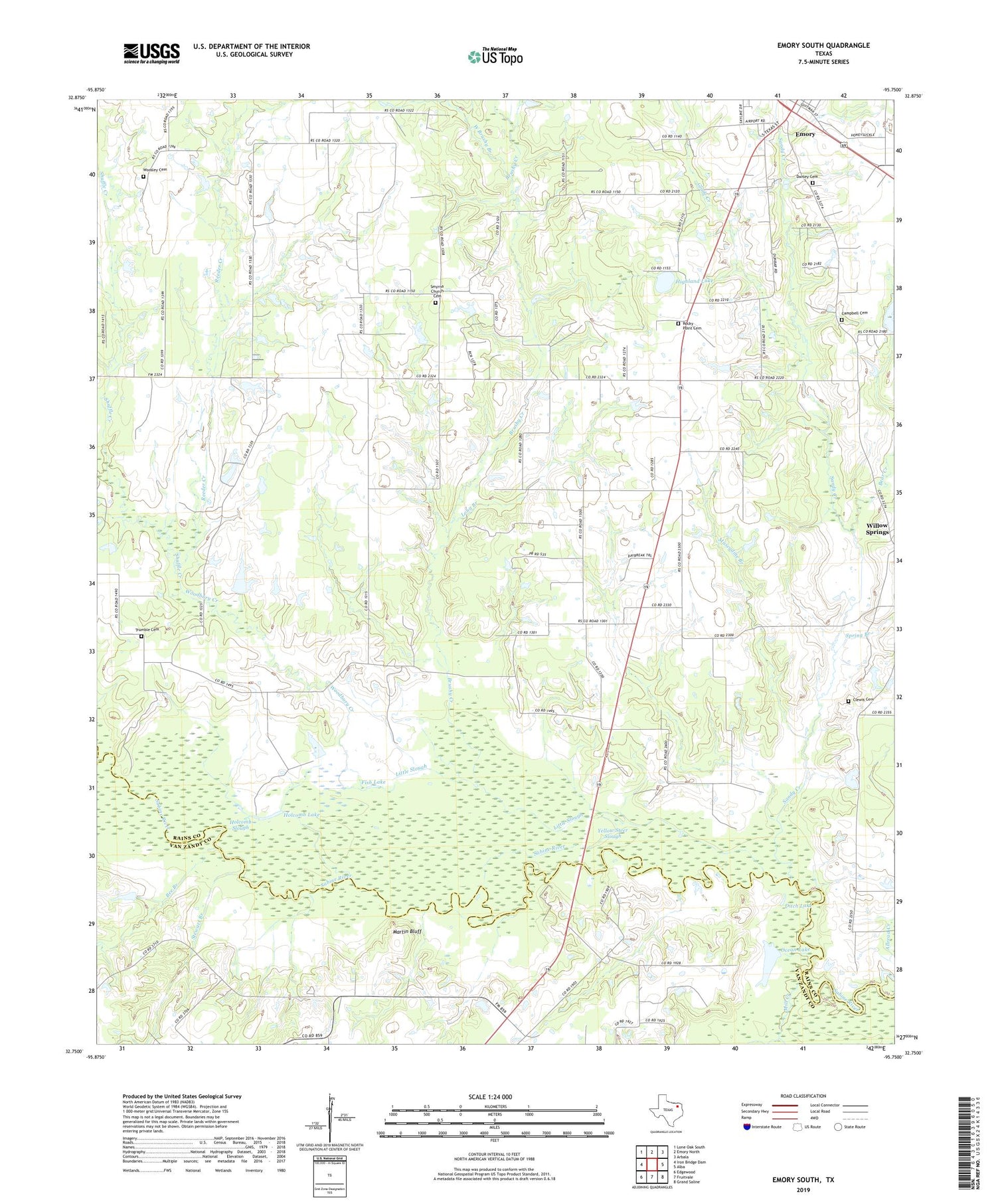 Emory South Texas US Topo Map Image
