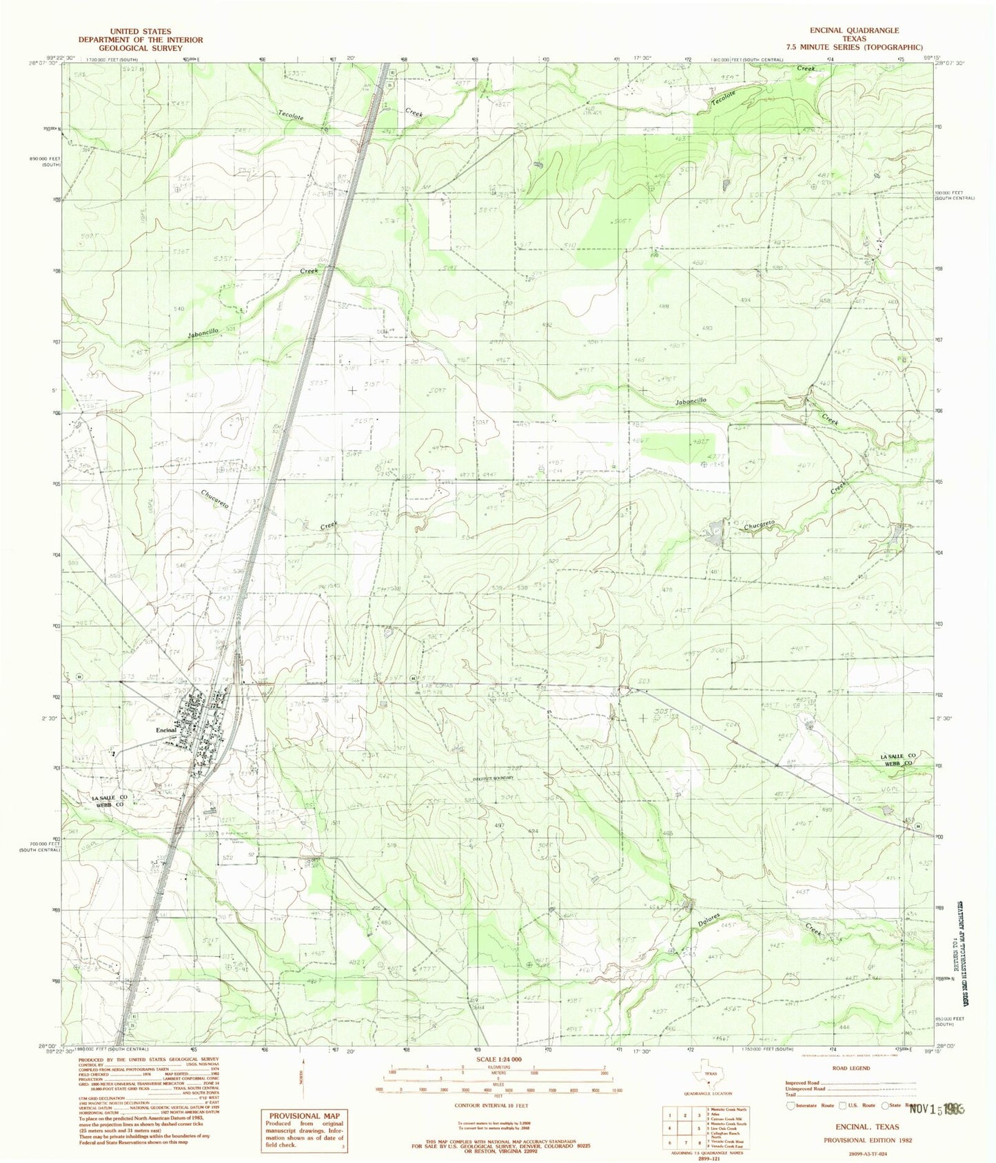 Classic USGS Encinal Texas 7.5'x7.5' Topo Map Image