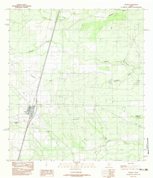 Classic USGS Encinal Texas 7.5'x7.5' Topo Map Image