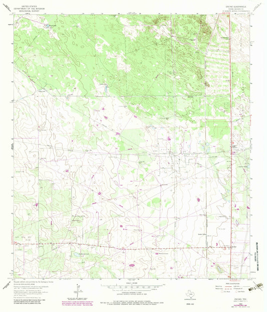 Classic USGS Encino Texas 7.5'x7.5' Topo Map Image